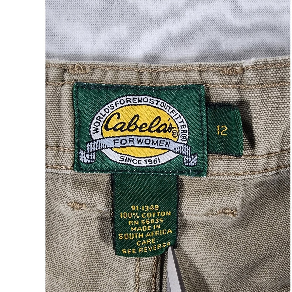 Cabelas Cargo Shorts Women 12 Khaki Tan Cotton High Rise Safari Gorpcore Utility - Picture 6 of 10